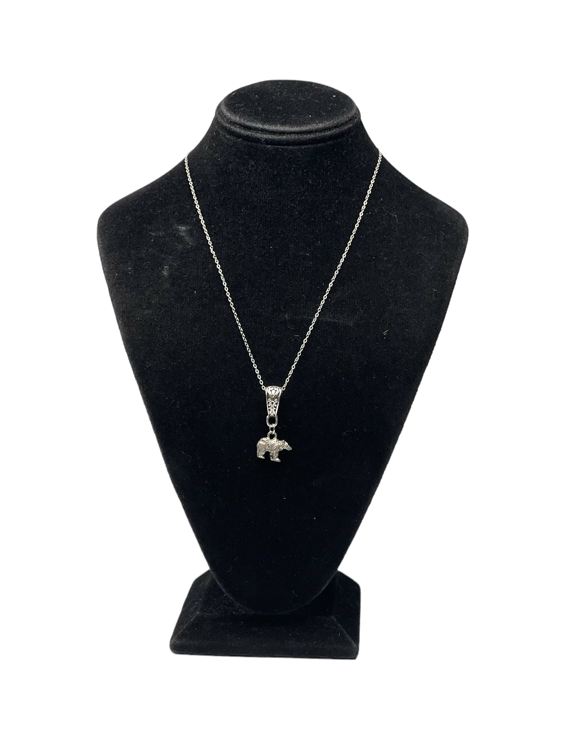 Pewter Bear Charm Necklace