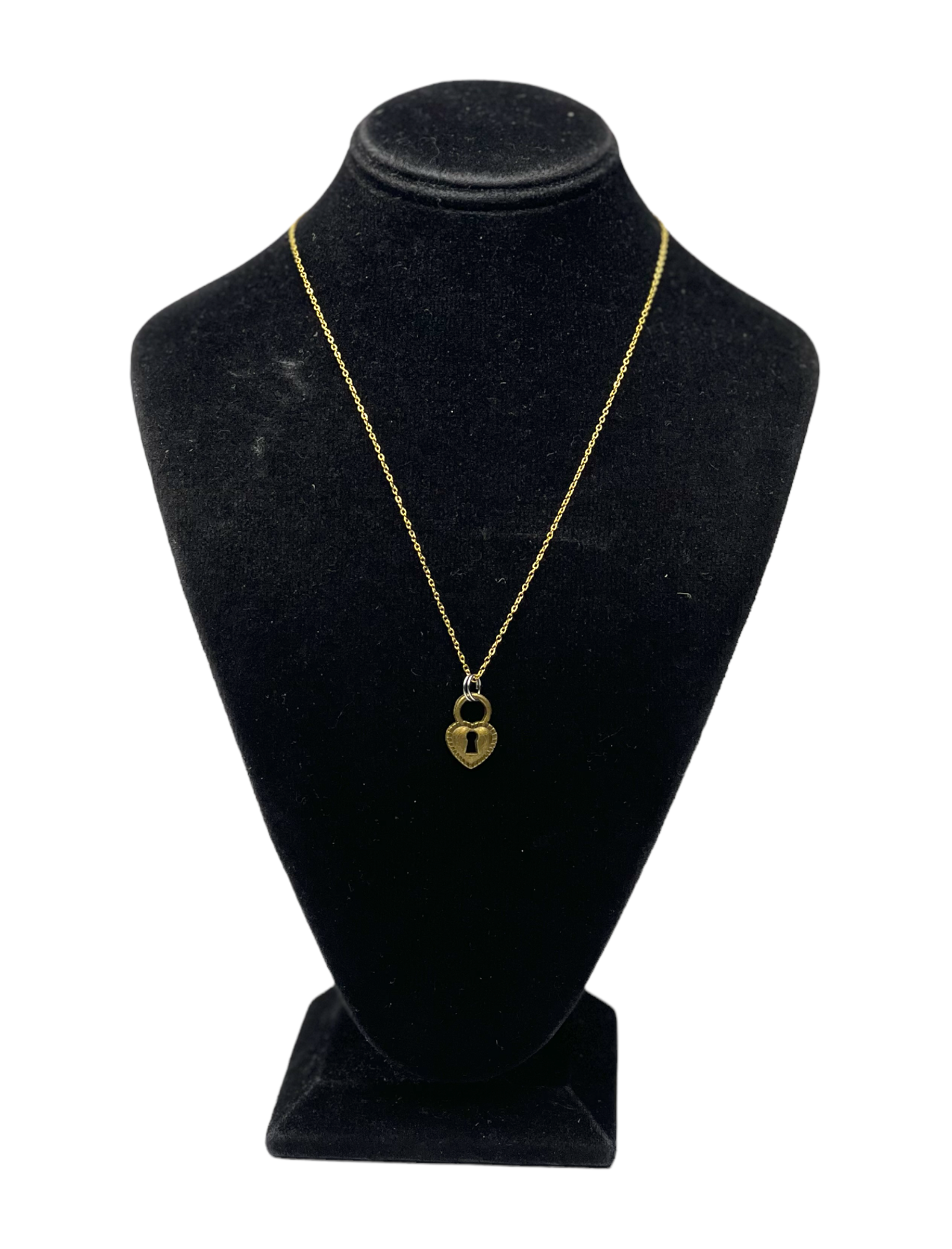 Antique Gold Heart Lock Necklace