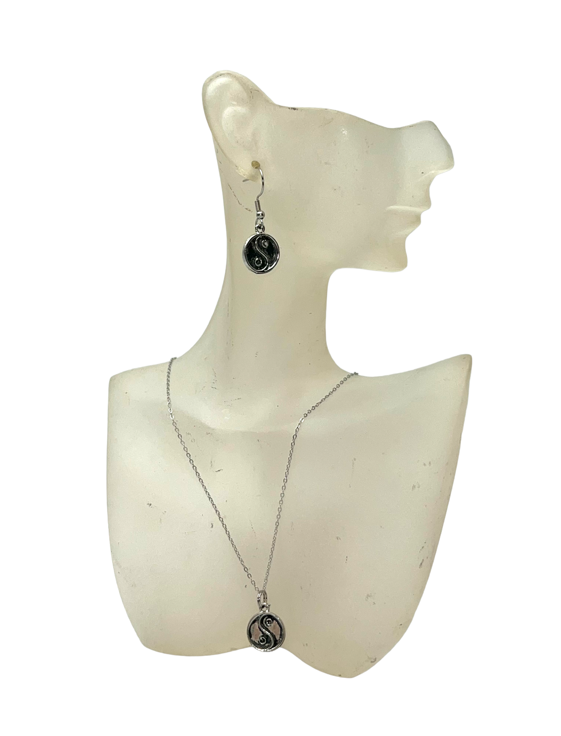 Pewter Yin and Yang Charm Necklace and Earring Set: A Symbol of Balance and Harmony