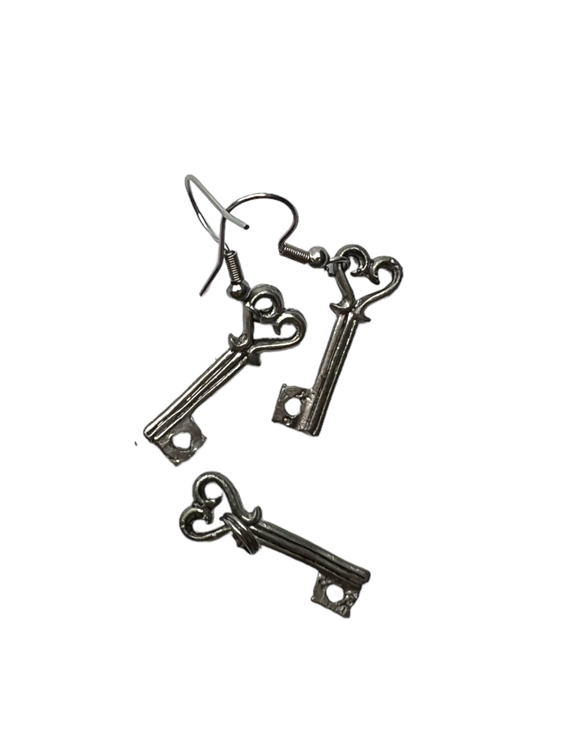 Pewter Victorian Key Necklace and Earring Set