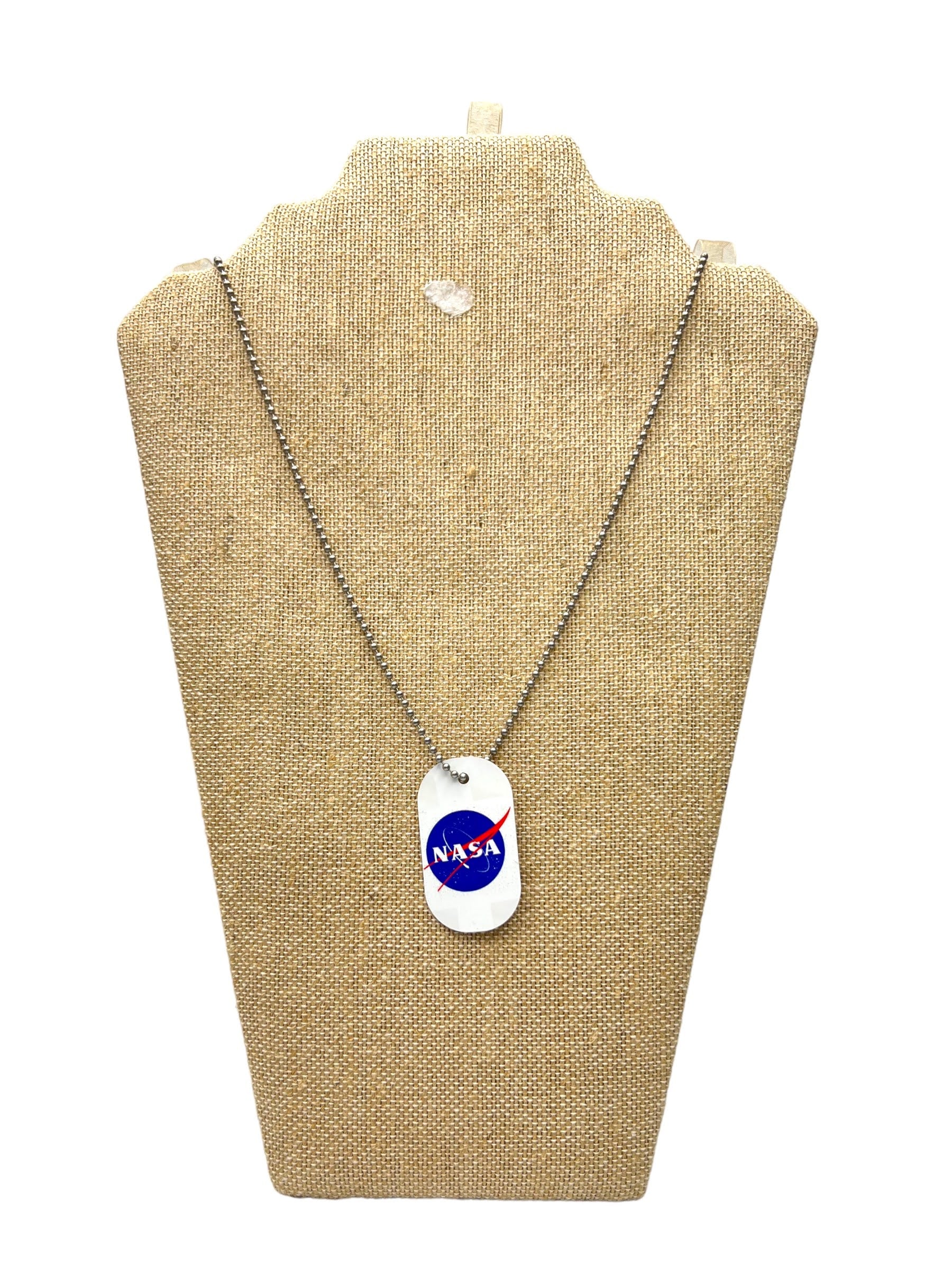NASA Dog Tag Necklace | Stainless Steel, 20" Chain | Space Fan Gift