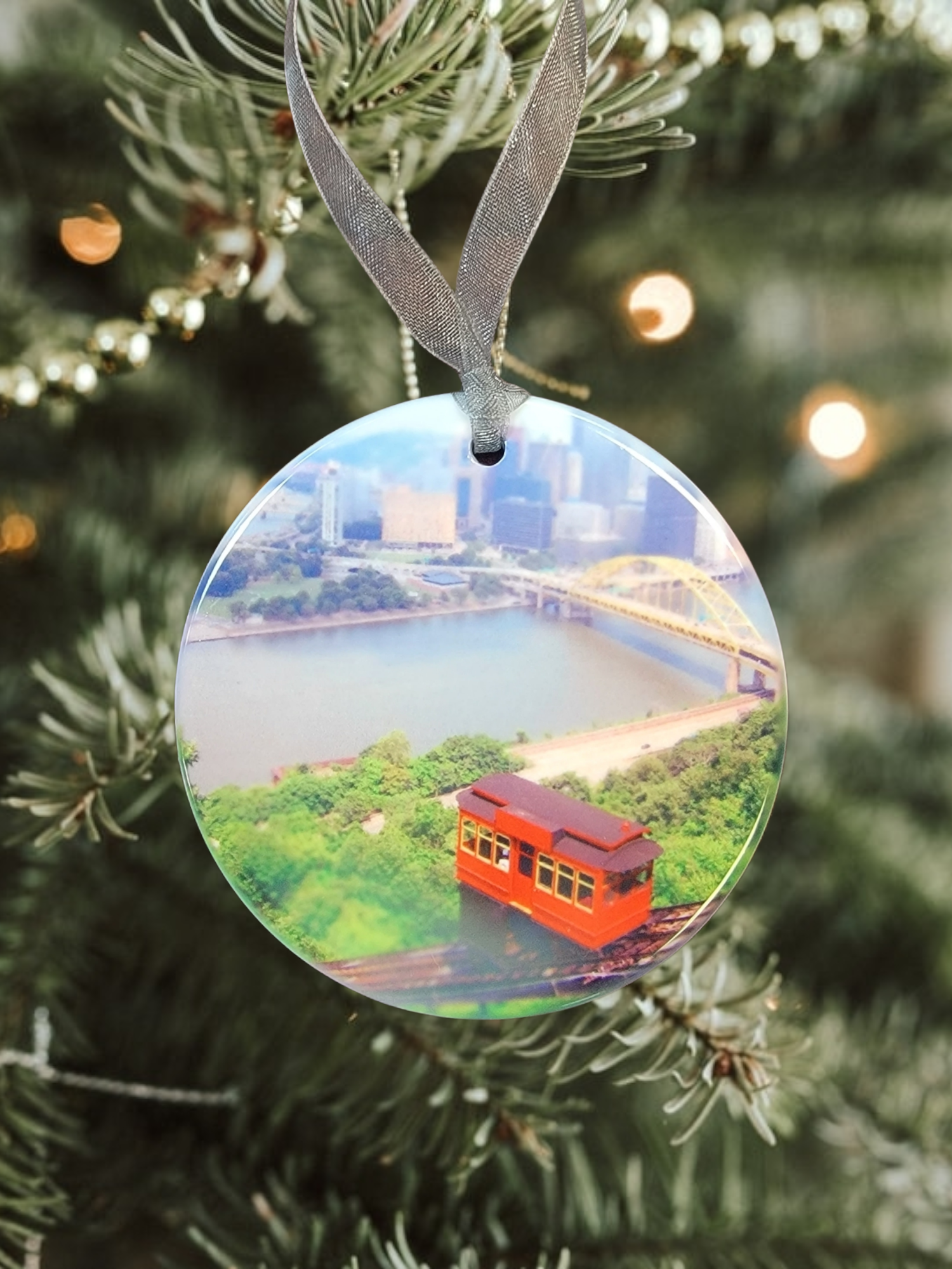 Double-Sided Pittsburgh City and Incline Ornament