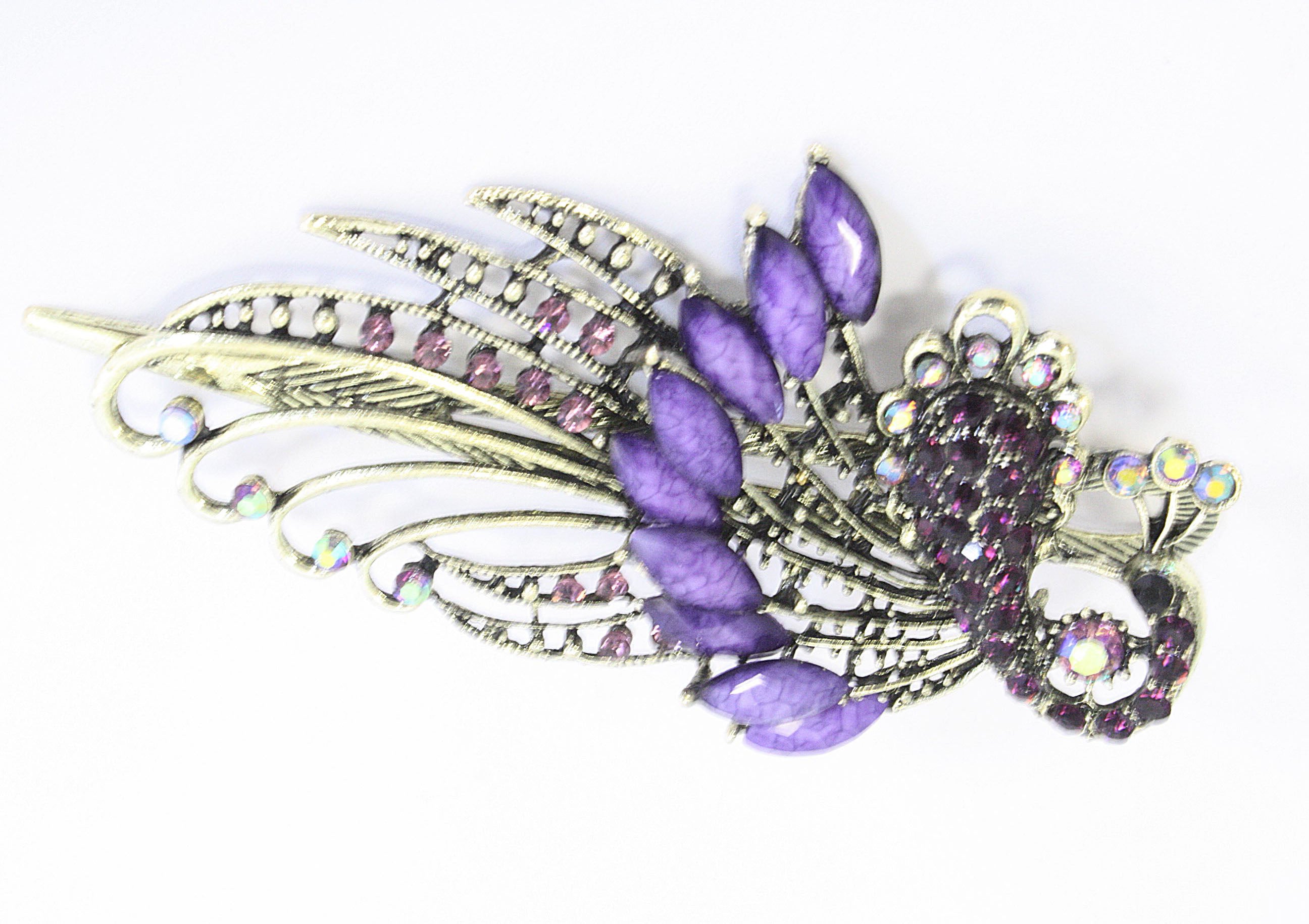 Purple Peacock Hairclip