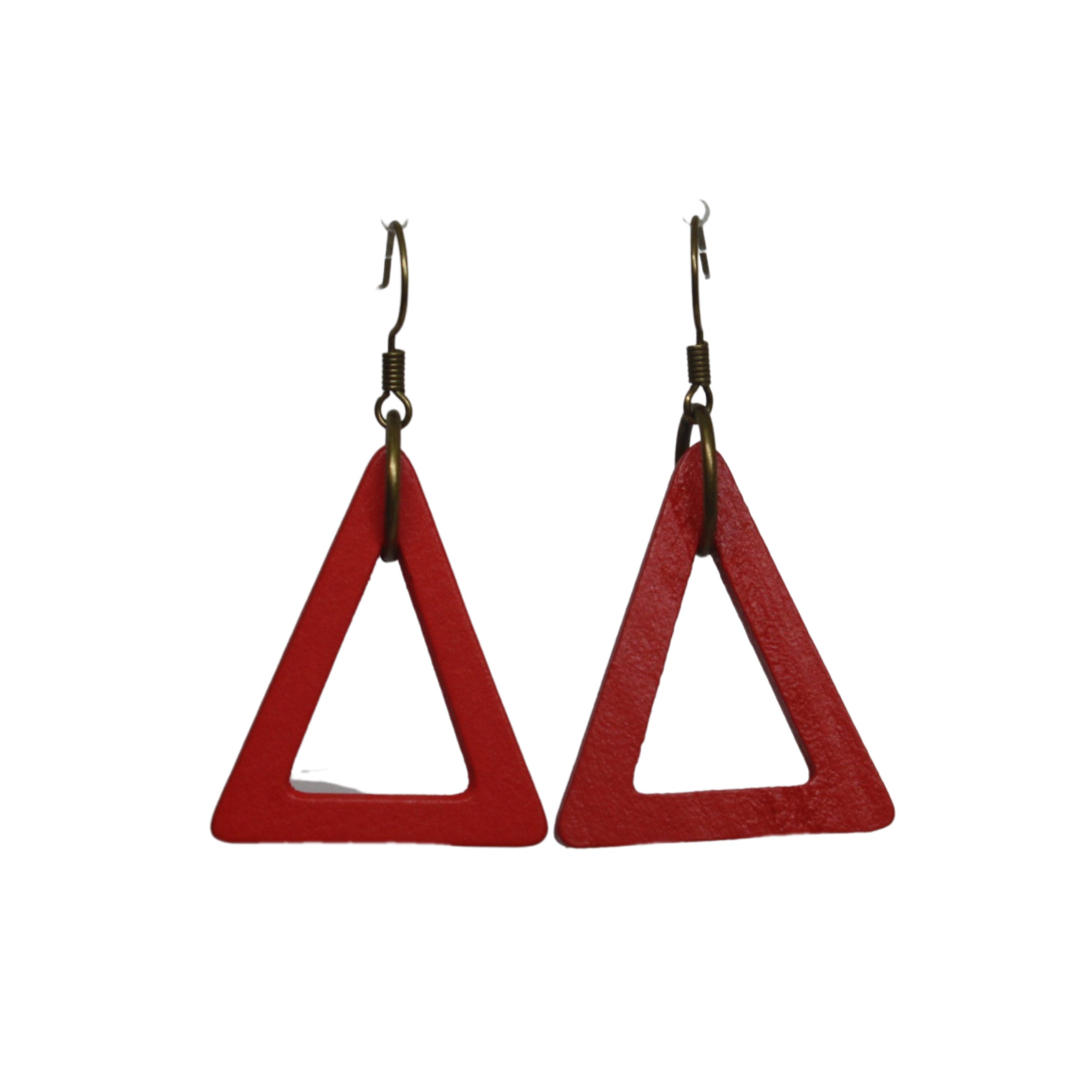 Bold & Geometric: Double Triangle Earrings in Black, Orange, Tan, Red & Mismatched