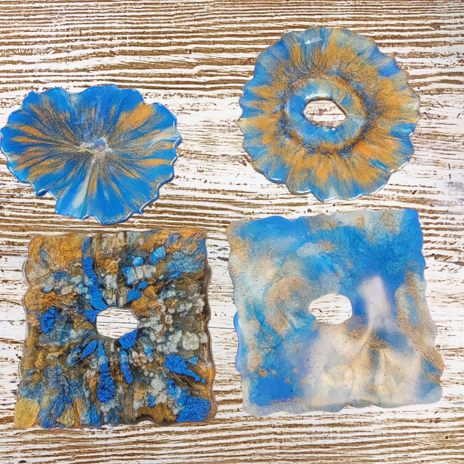 Handmade Decorative Blue Copper Resin Coasters
