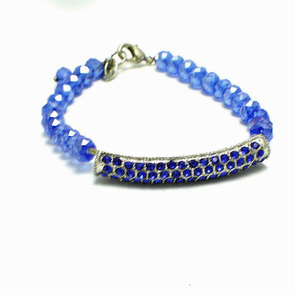 Blue Crystal Bar Stretch Bracelet
