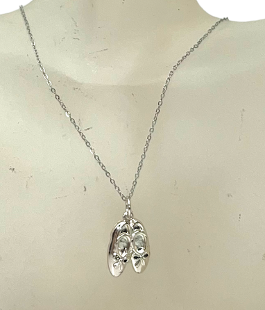 Silver Ballet Shoe Charm Necklace and Earrings Set