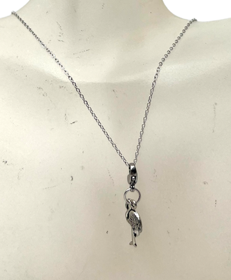 Pewter Flamingo Charm Necklace and Earring Set