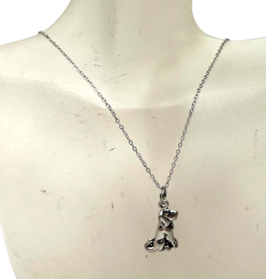 Adorable Pewter Dog Charm Necklace and Earring Set
