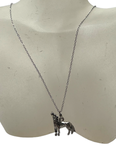 Pewter Wolf Necklace and Earring Set