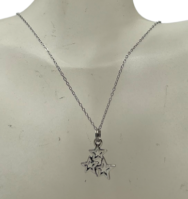 Silver Dangling Stars Earrings and Necklace Set