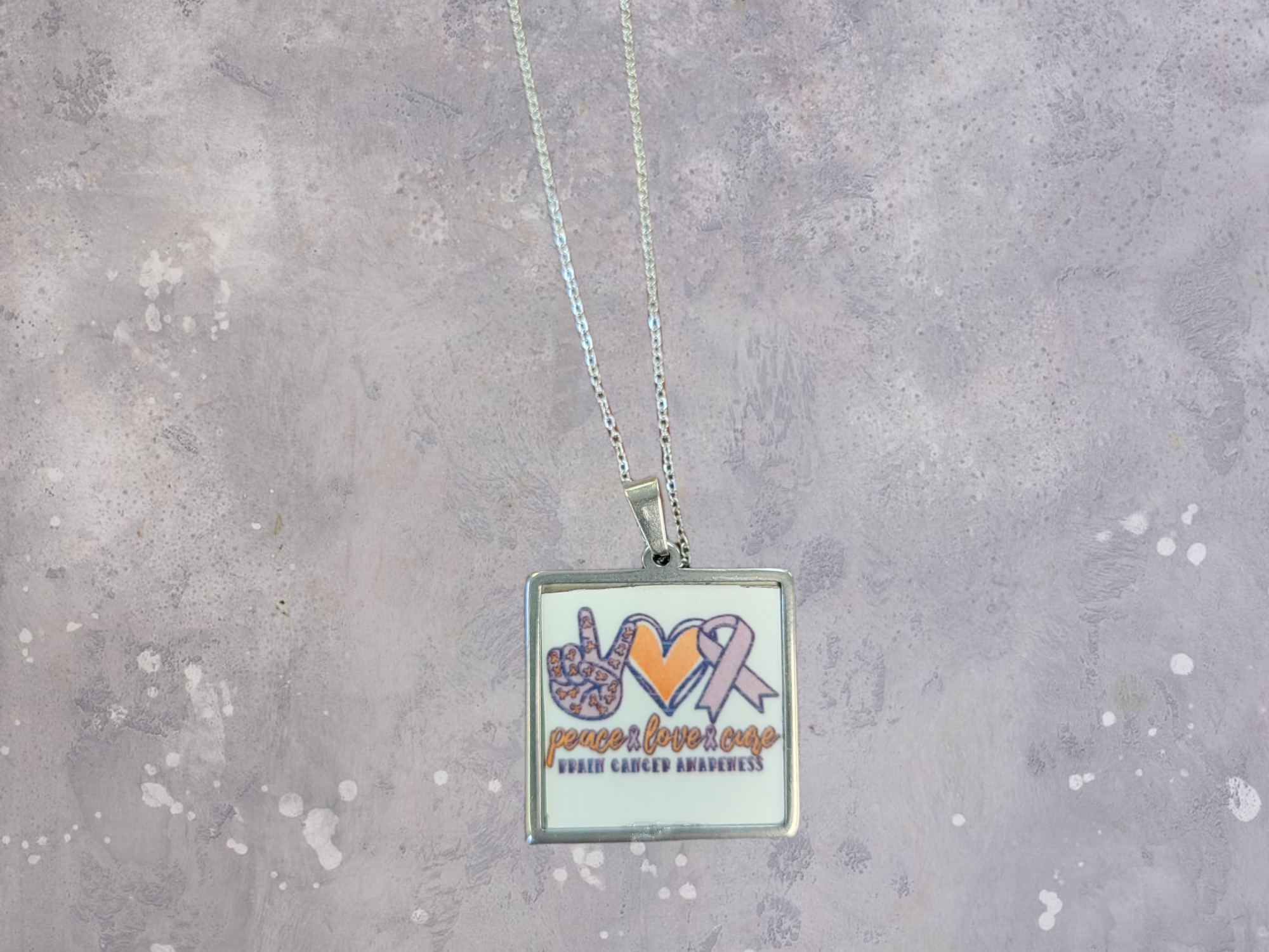 Brain Cancer Awareness Pendant Necklace - Go Gray Charity Necklace
