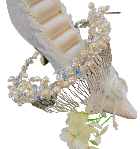 Fairytale Radiance: Pearl and Crystal Bridal Tiara (Handmade in USA)