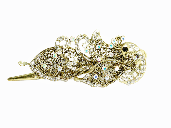 Sparkling Peacock Crystal Hair Claw - Versatile Hair Accessory