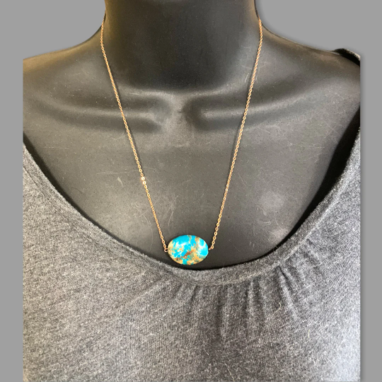 Turquoise Pendant Necklace (Rose Gold Plated, Gift Boxed)