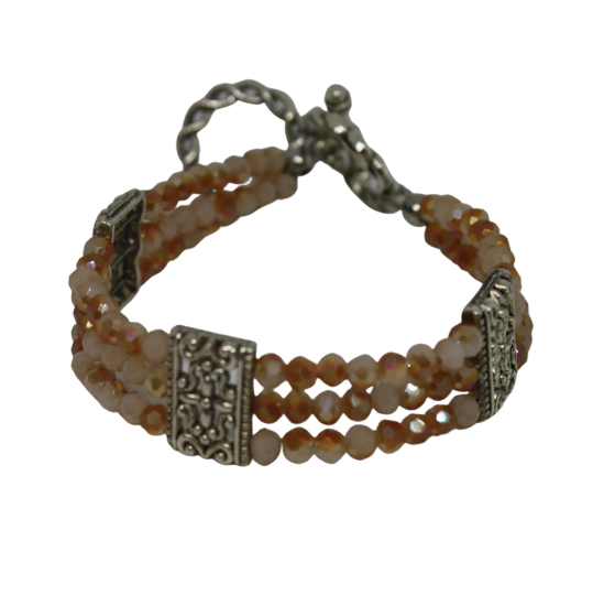 Dazzling Multi-Strand Orange Crystal Stacked Bracelet
