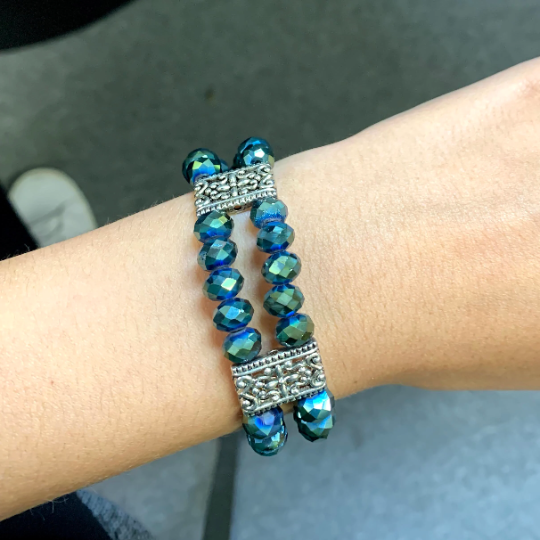 Green Crystal Double Strand Bracelet