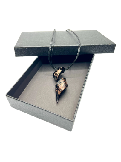 Black and Gold Murano Glass Spiral Pendant Necklace