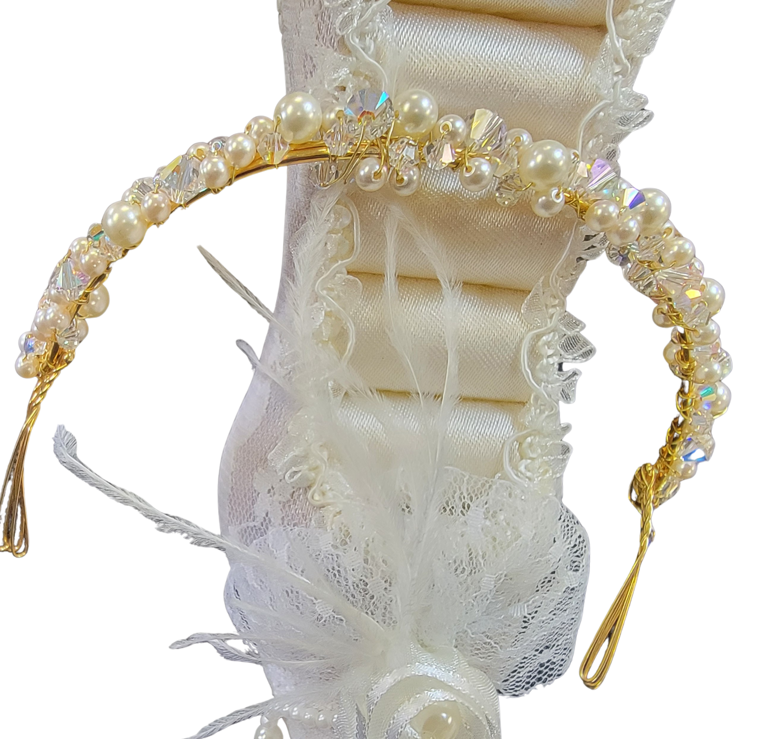 Ethereal Elegance: Swarovski Crystal Bridal Tiara (Light Topaz Accents)