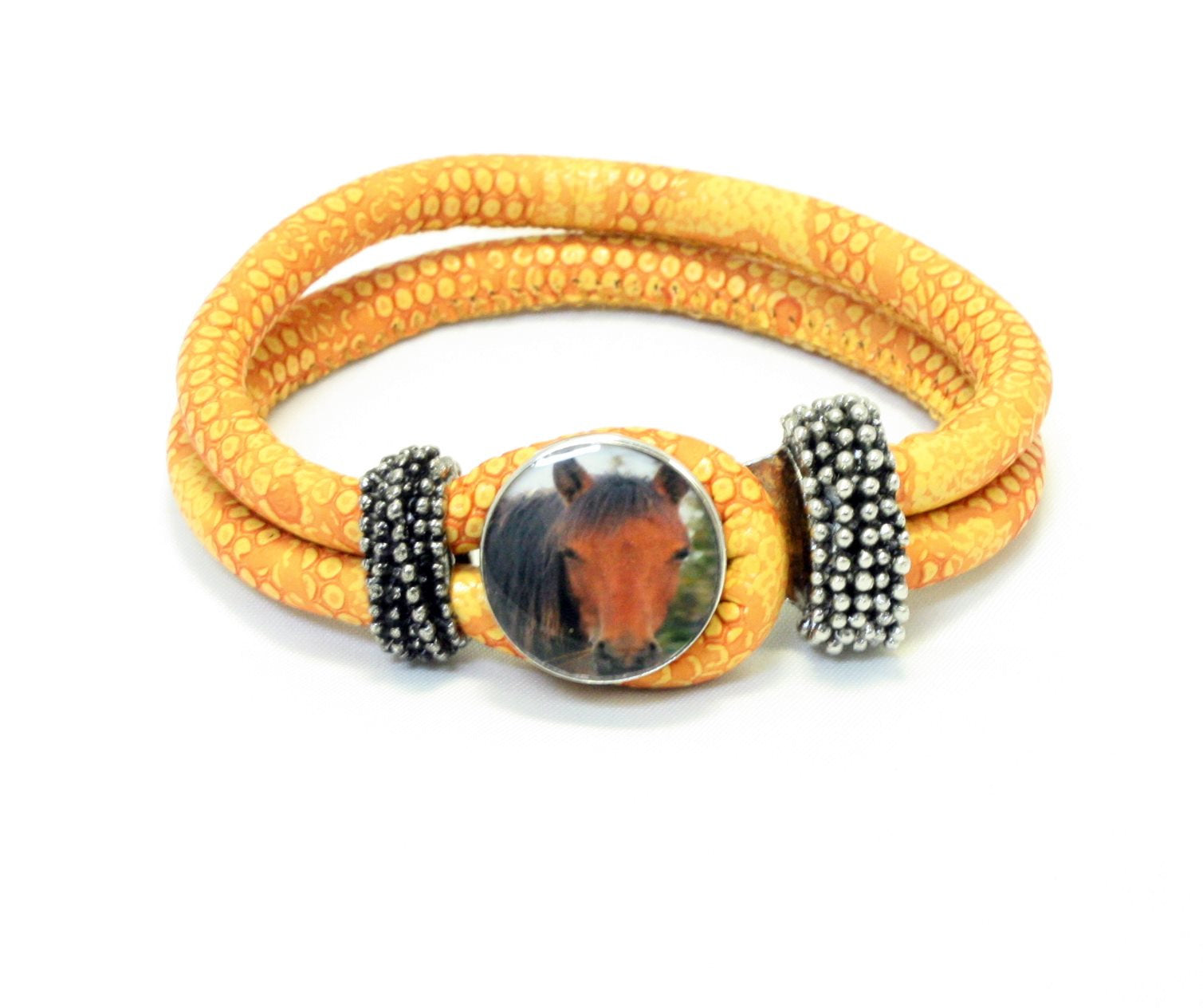 Horse Lovers Leather Snap Bracelet