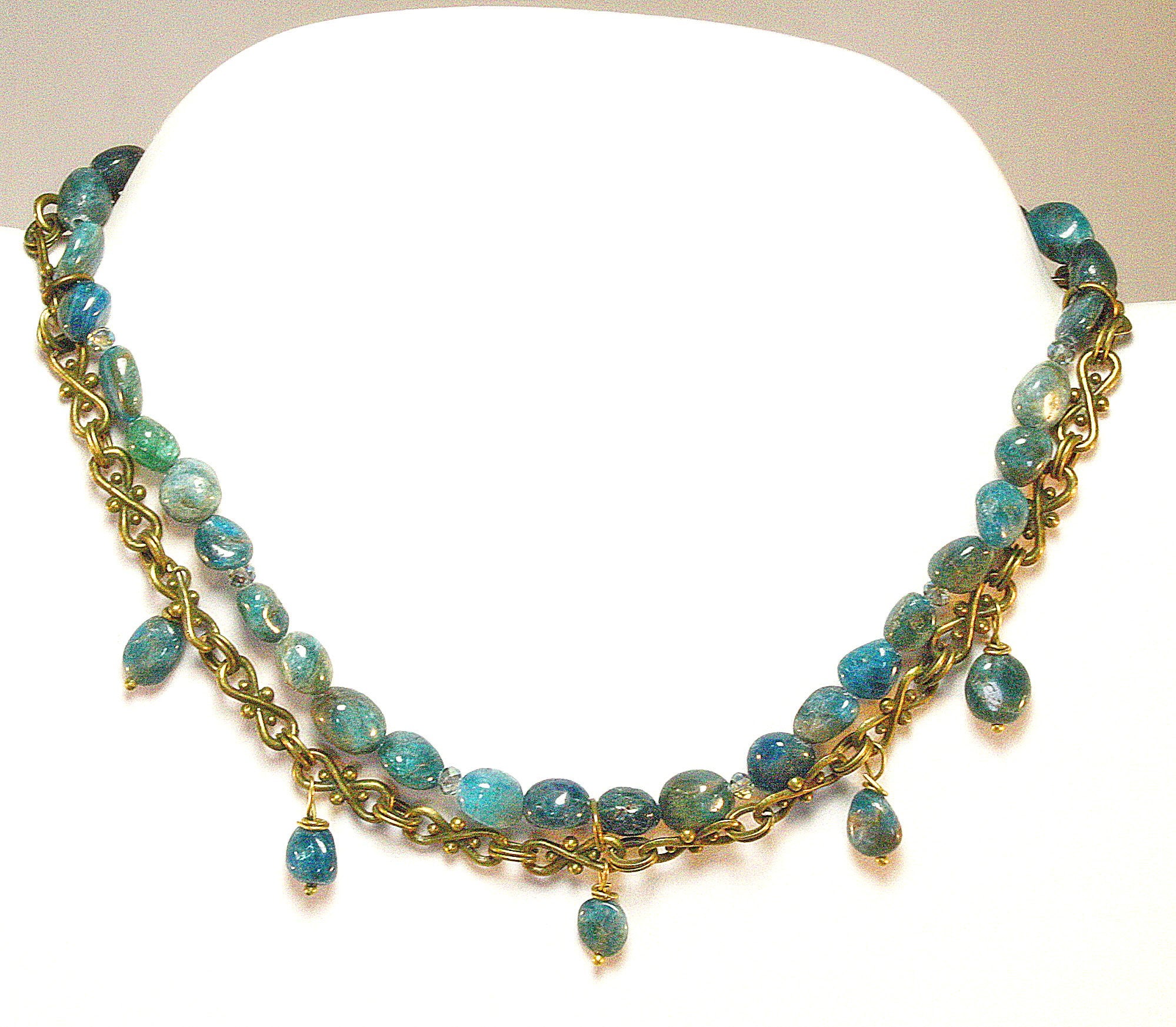 Teal Apatite Gemstone Statement Necklace (Adjustable)