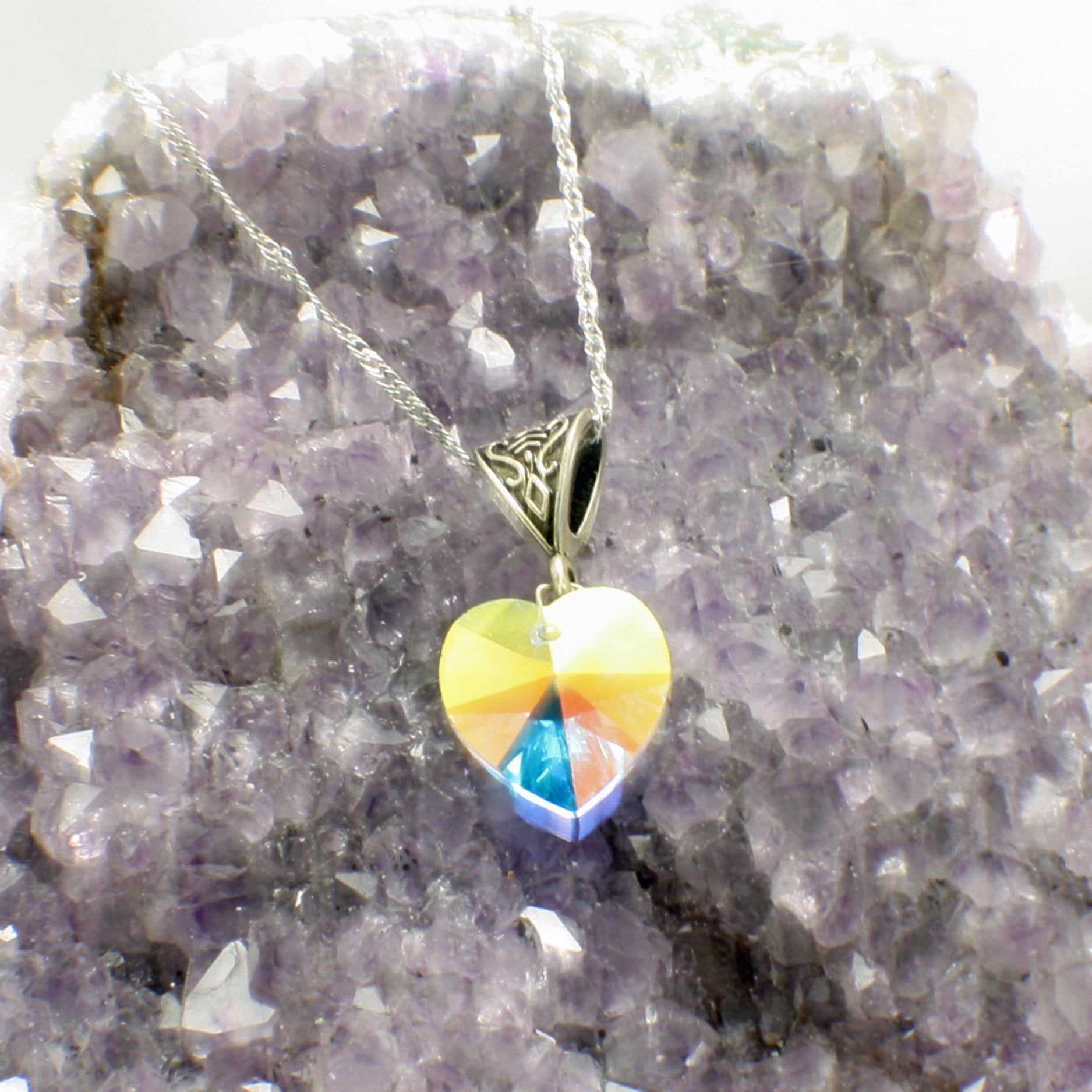 Crystal Pink, Red Crystal Heart Necklaces