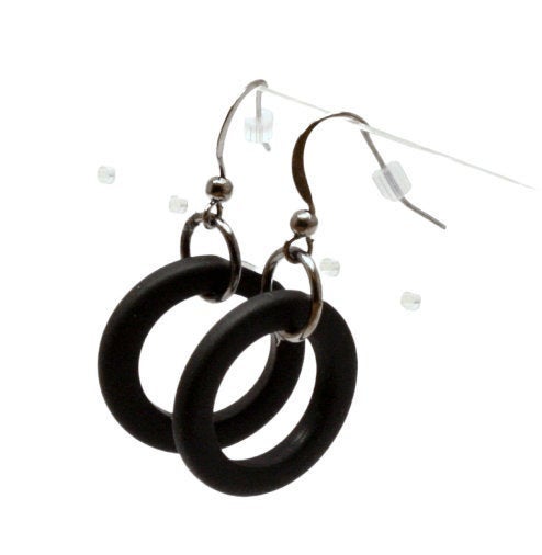 Deep Sea Style: Black Cultured Sea Glass Hoop Earrings