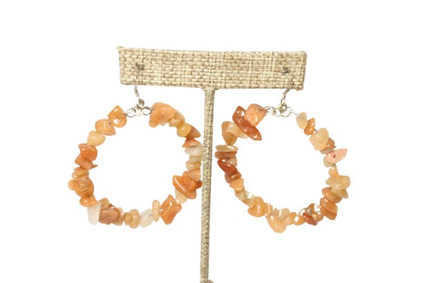 Large Gemstone Hoop Earrings