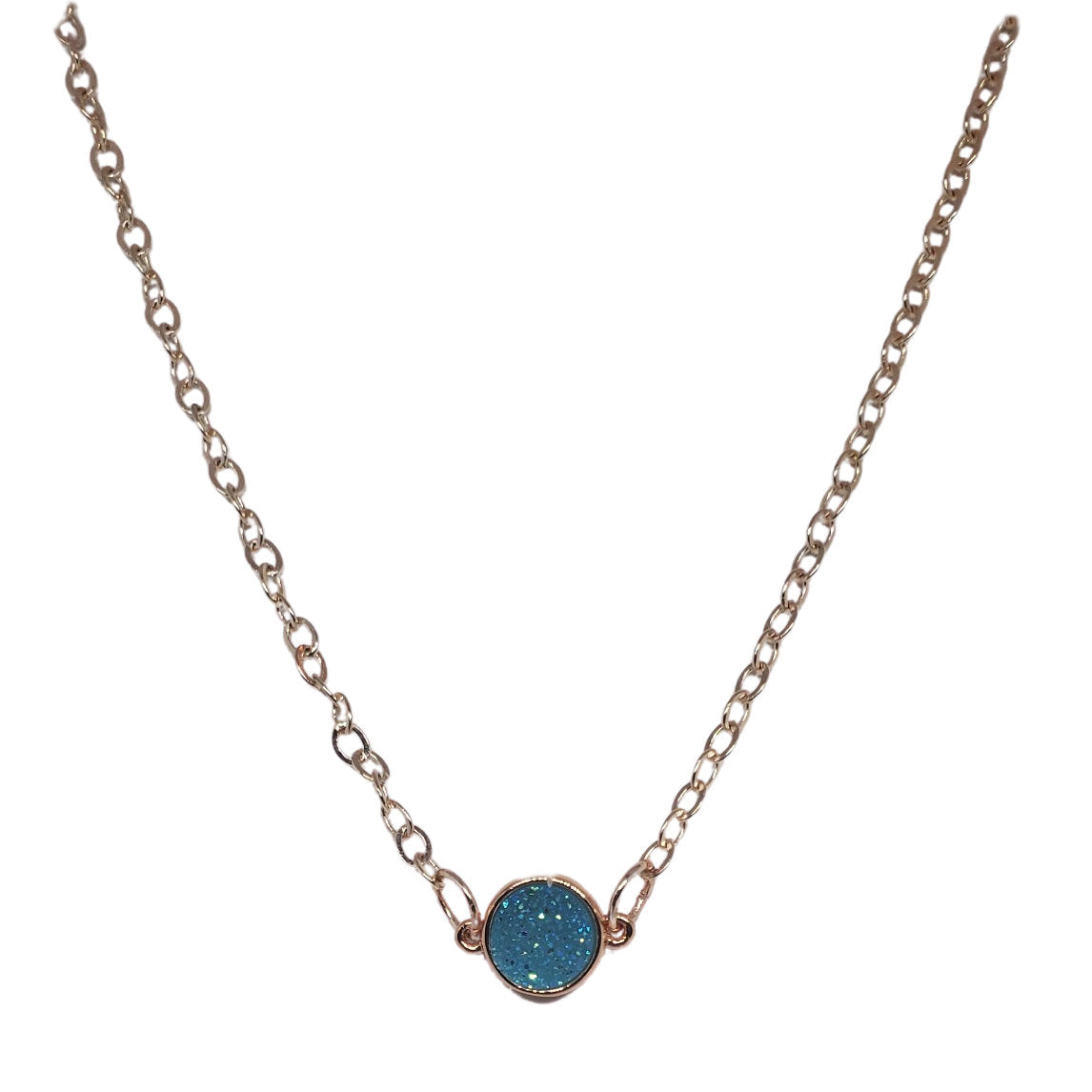 Delicate Rose Gold Druzy Pendant Necklace