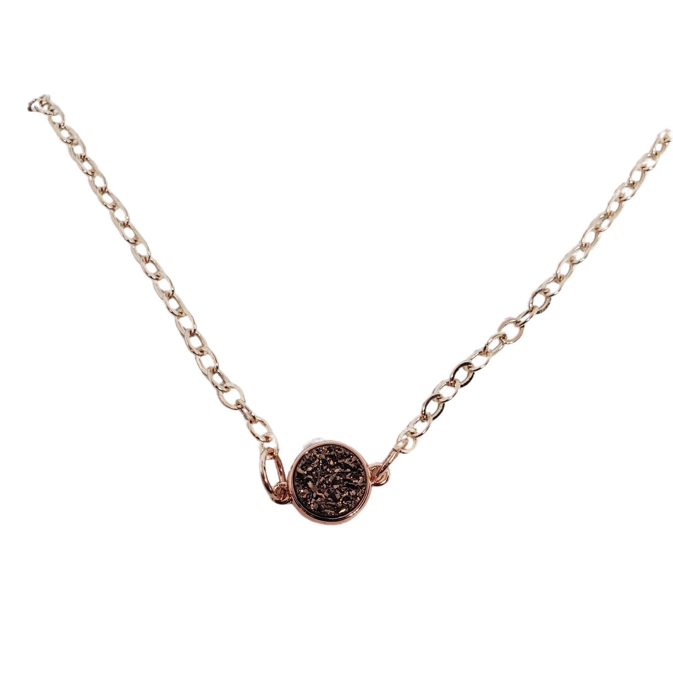 Delicate Rose Gold Druzy Pendant Necklace