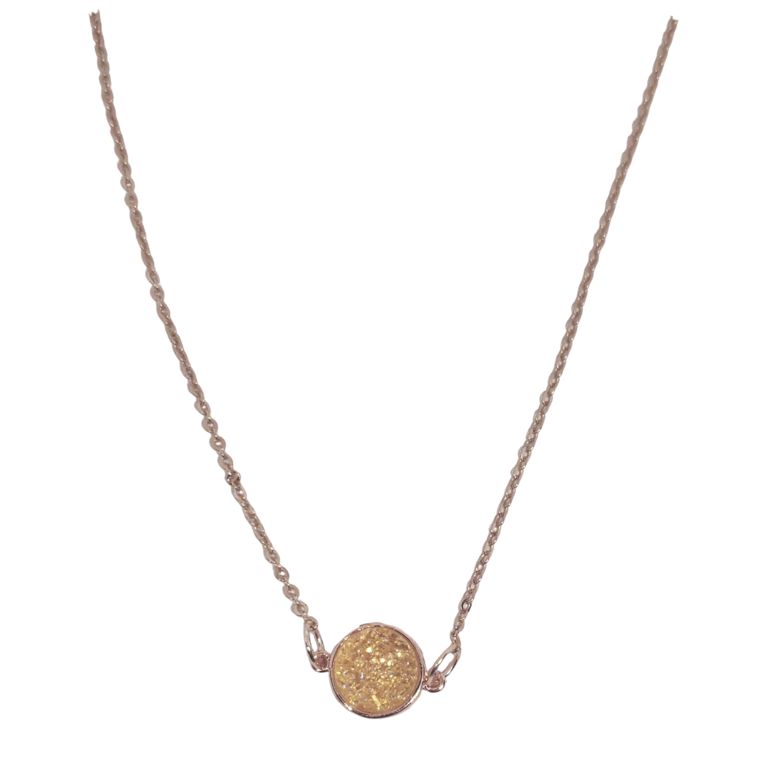 Delicate Rose Gold Druzy Pendant Necklace