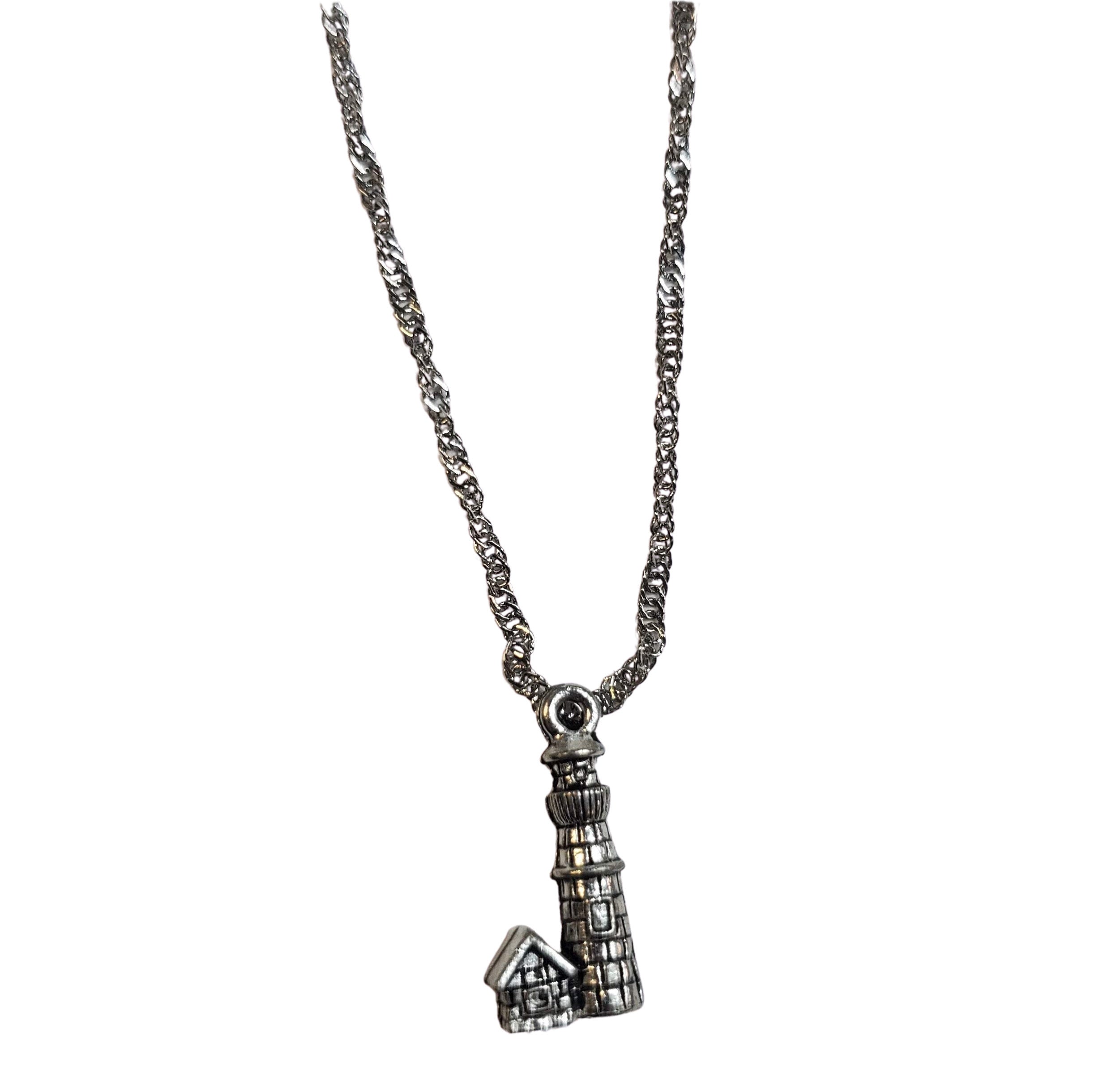Lighthouse Pewter Charm Necklace - Nautical-Inspired Gift
