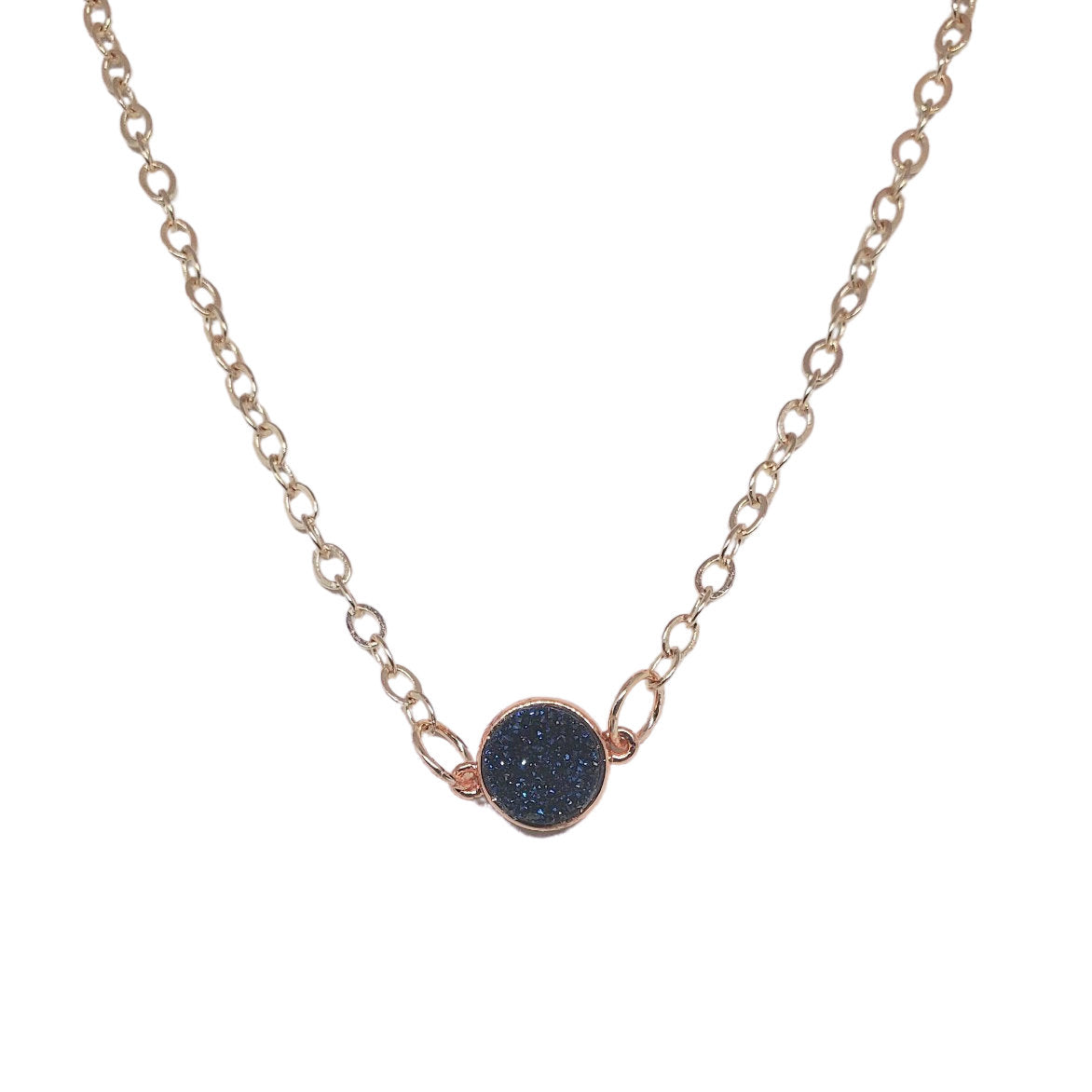 Delicate Rose Gold Druzy Pendant Necklace