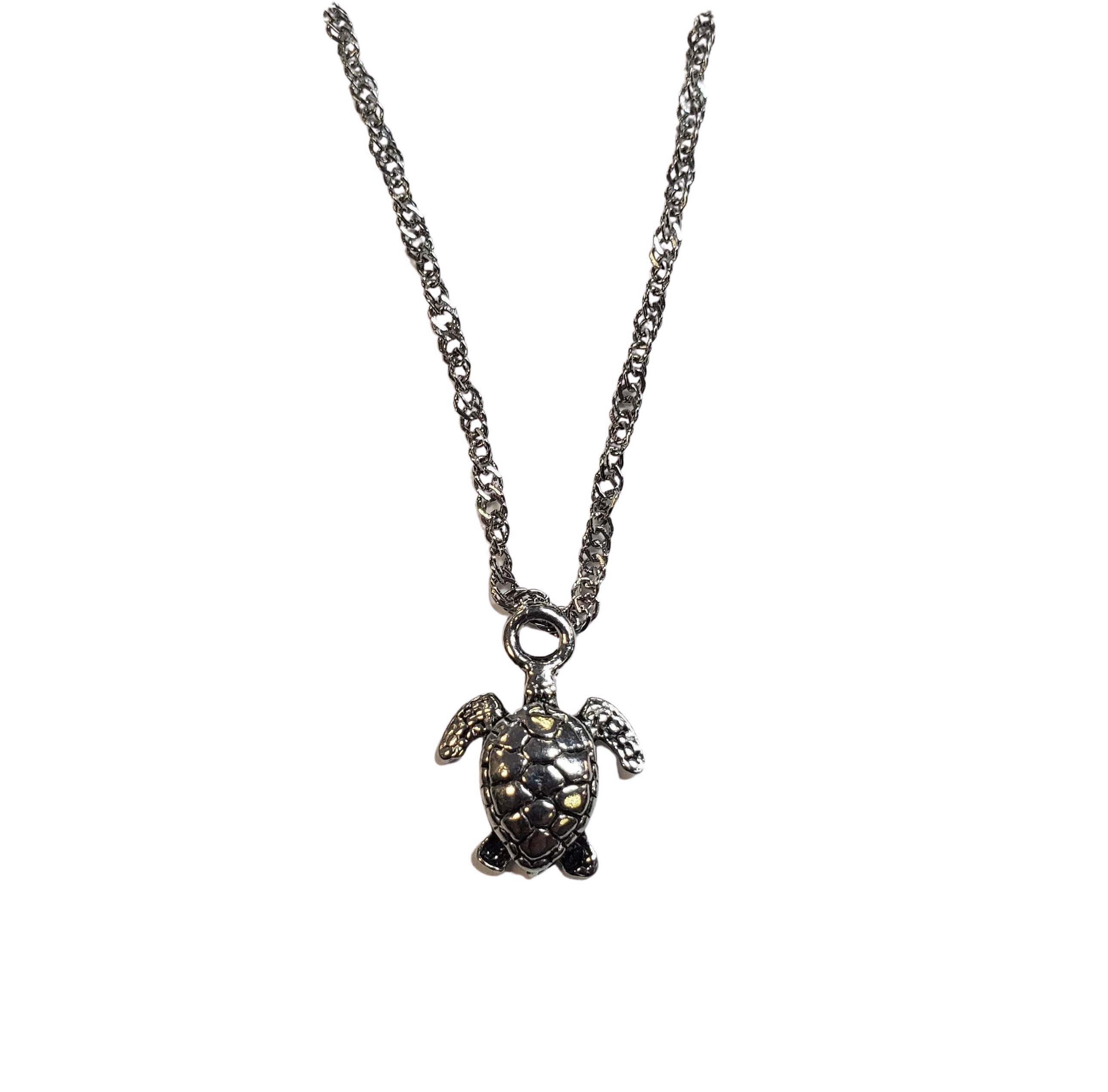 Silver Sea Turtle Charm Necklace - Ocean-Inspired Jewelry