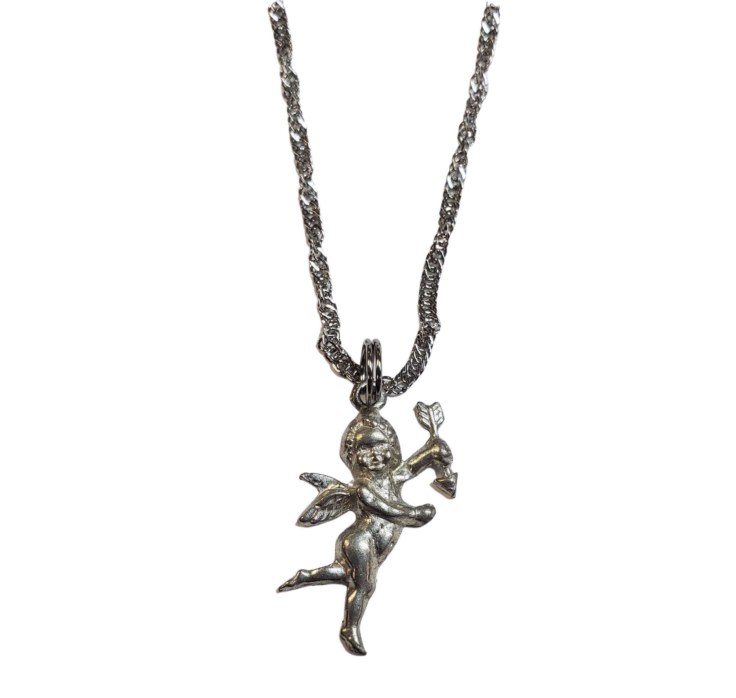 Meaningful Cupid Angel Pewter Charm Necklace