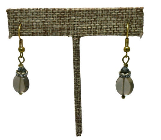 Gray Smoky Quartz Gemstone Drop Earrings