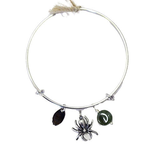 Spooky Chic Spider Charm Bangle Bracelet