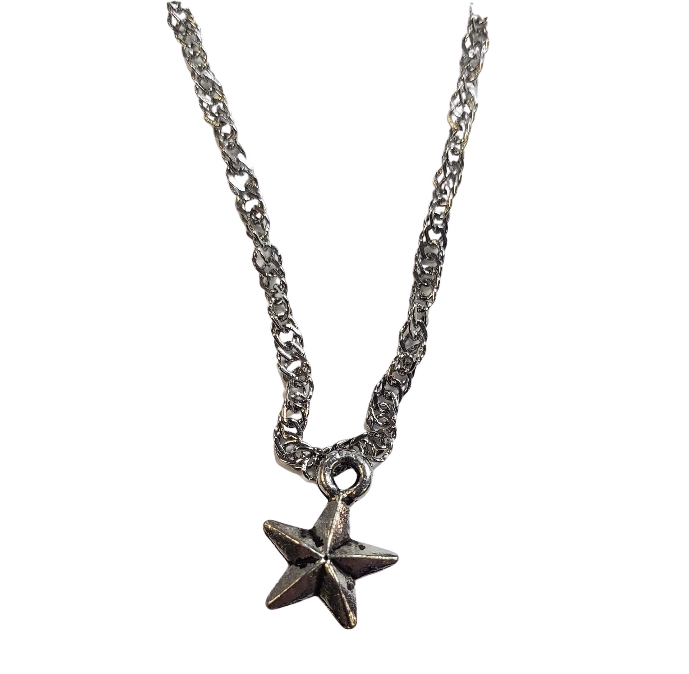Tiny Pewter Star Charm Necklace (Waterproof, Gift Boxed)