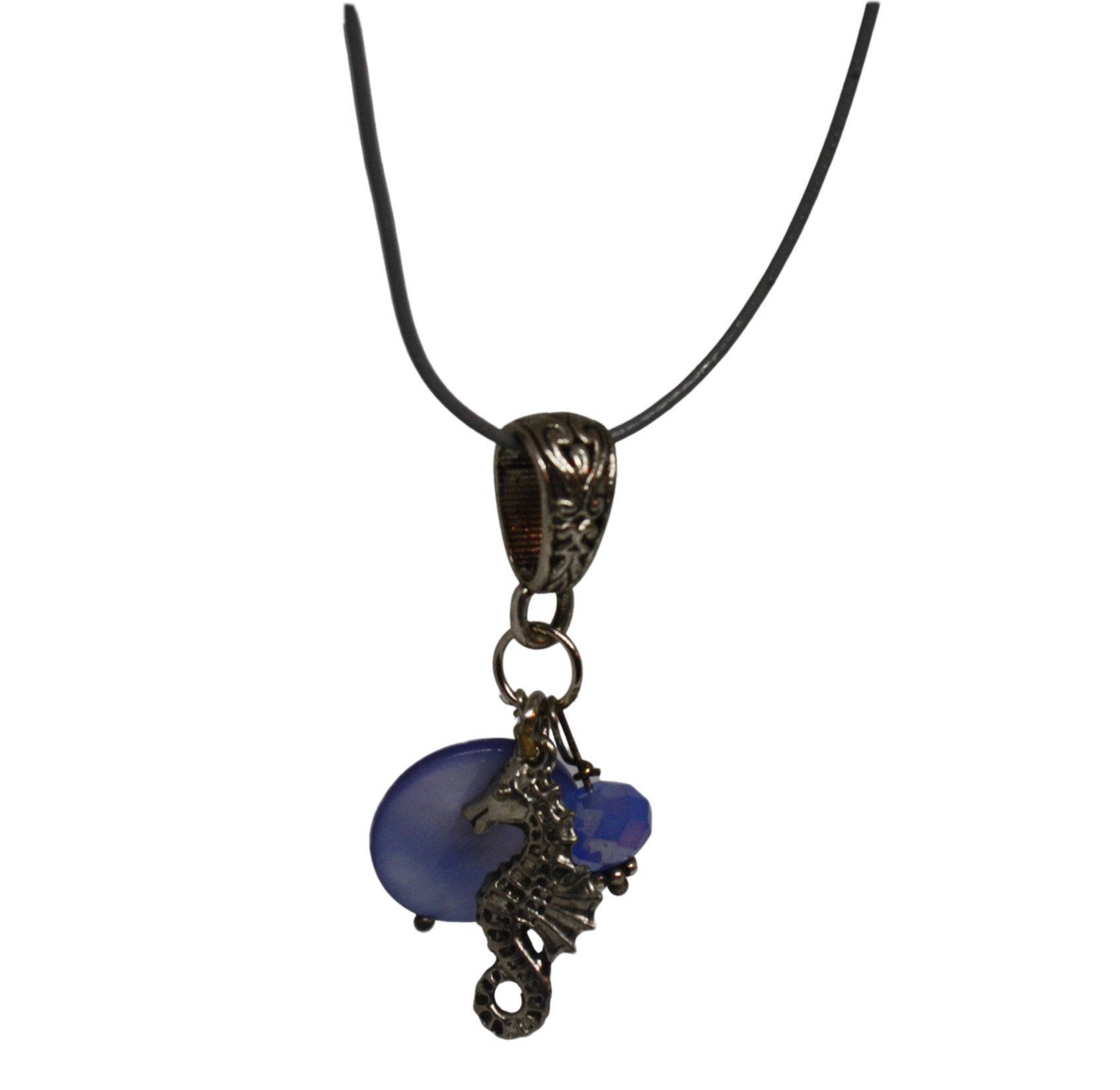 Elegant Seahorse Pendant Necklace with Shell and Crystal Accents