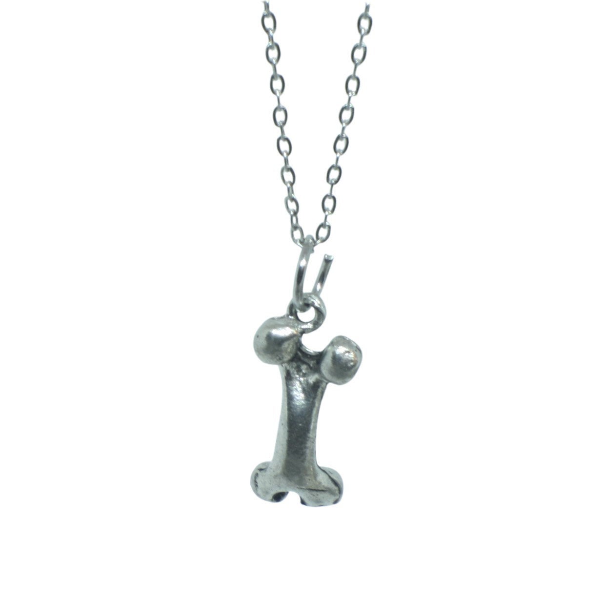 Charming Silver Dog Bone Pendant Necklace