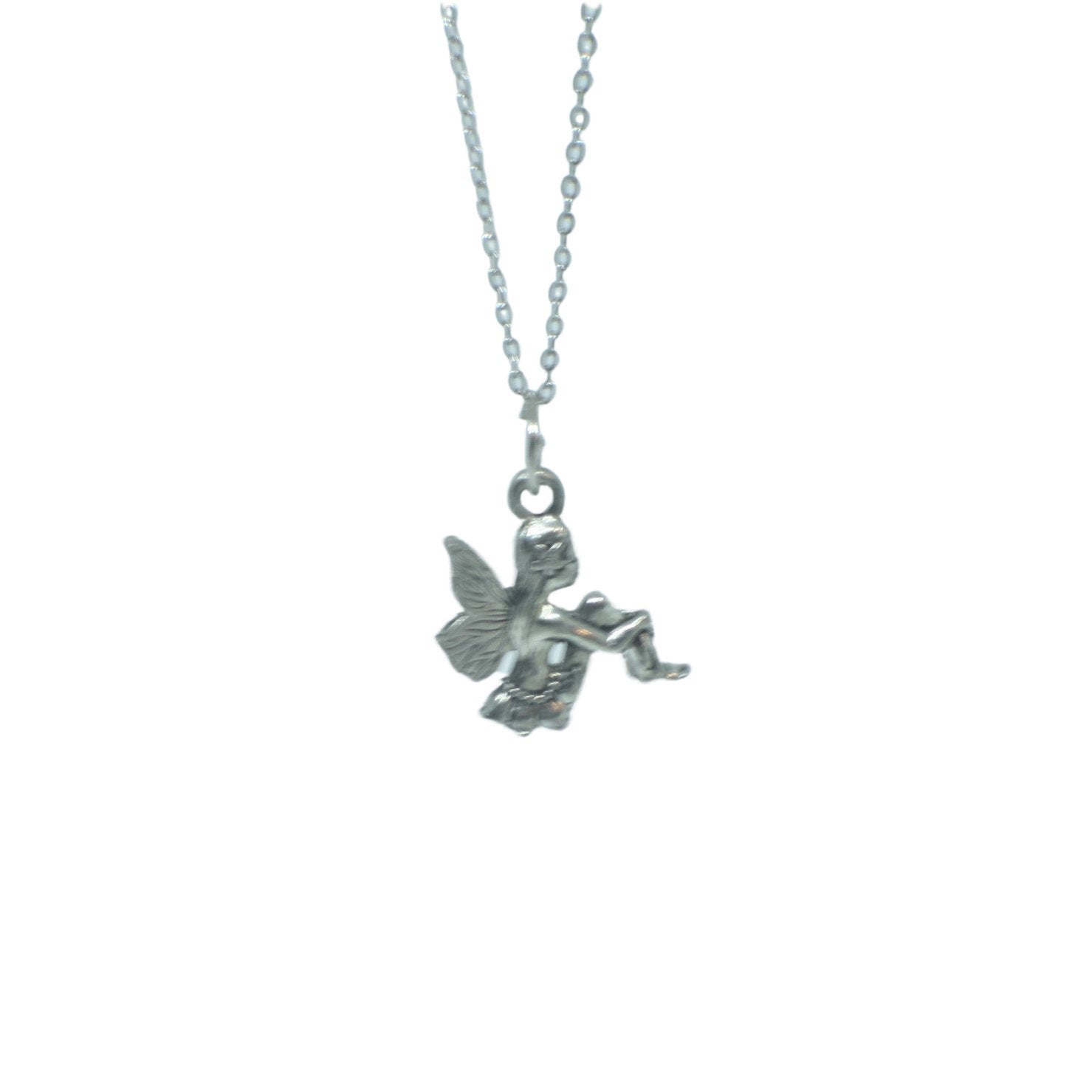 Pewter Fairy Charm Necklace, Stainless Steel, Adjustable, Gift Box