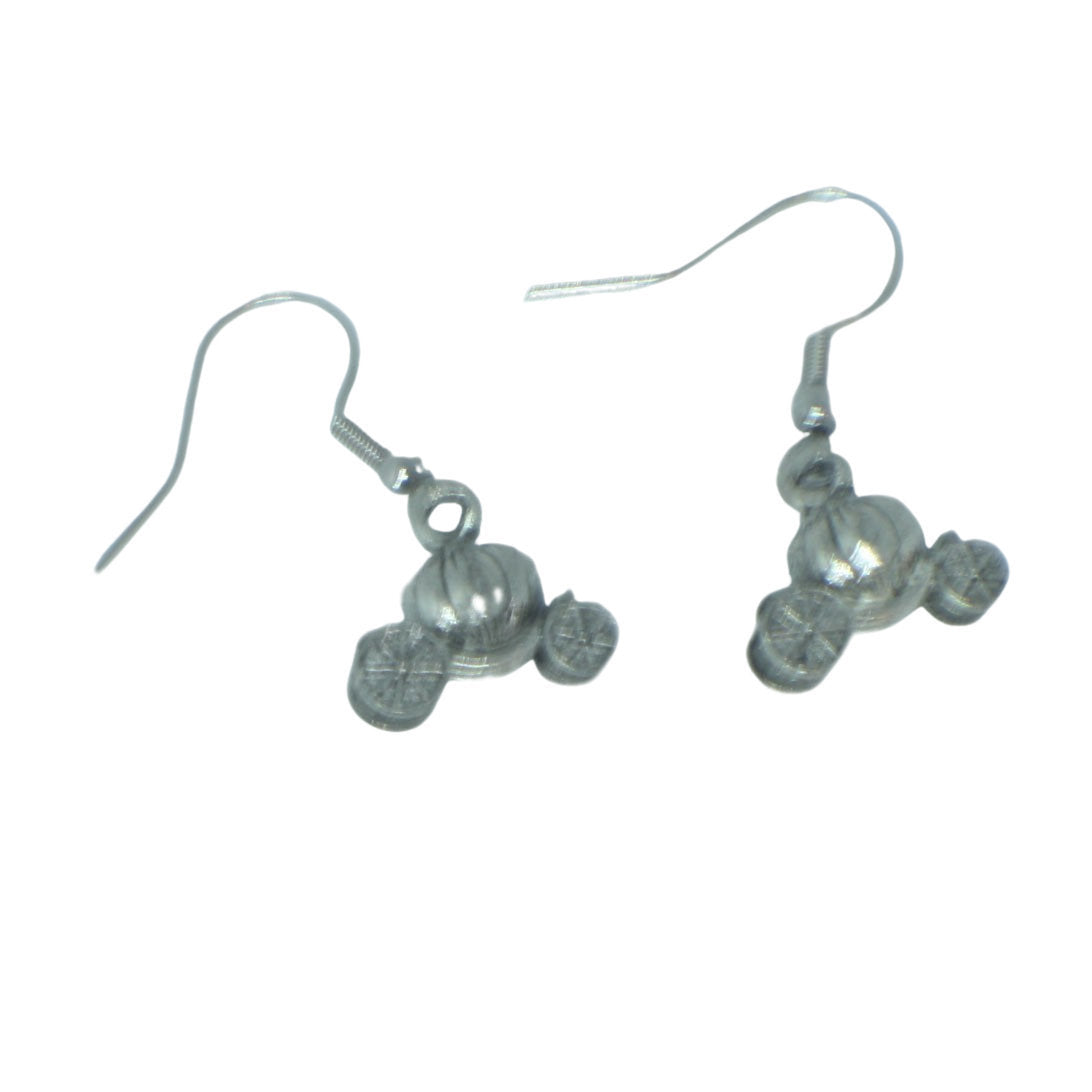 Silver Fairytale Pumpkin Carriage Charm Earrings