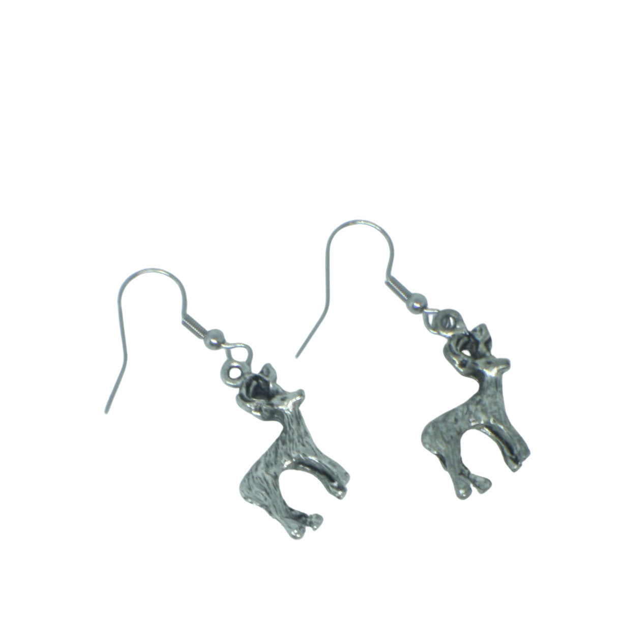 Silver Deer Charm Earrings