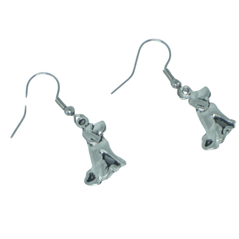 Silver Dog Earrings with Pewter Charms