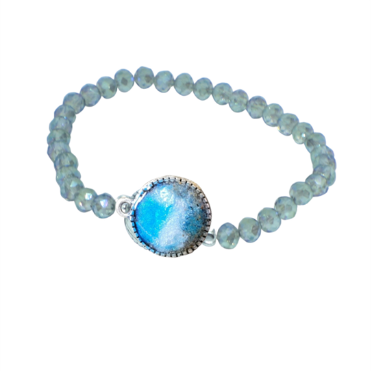 Dainty Beach Sand and Ocean Wave Crystal Stretch Bracelets