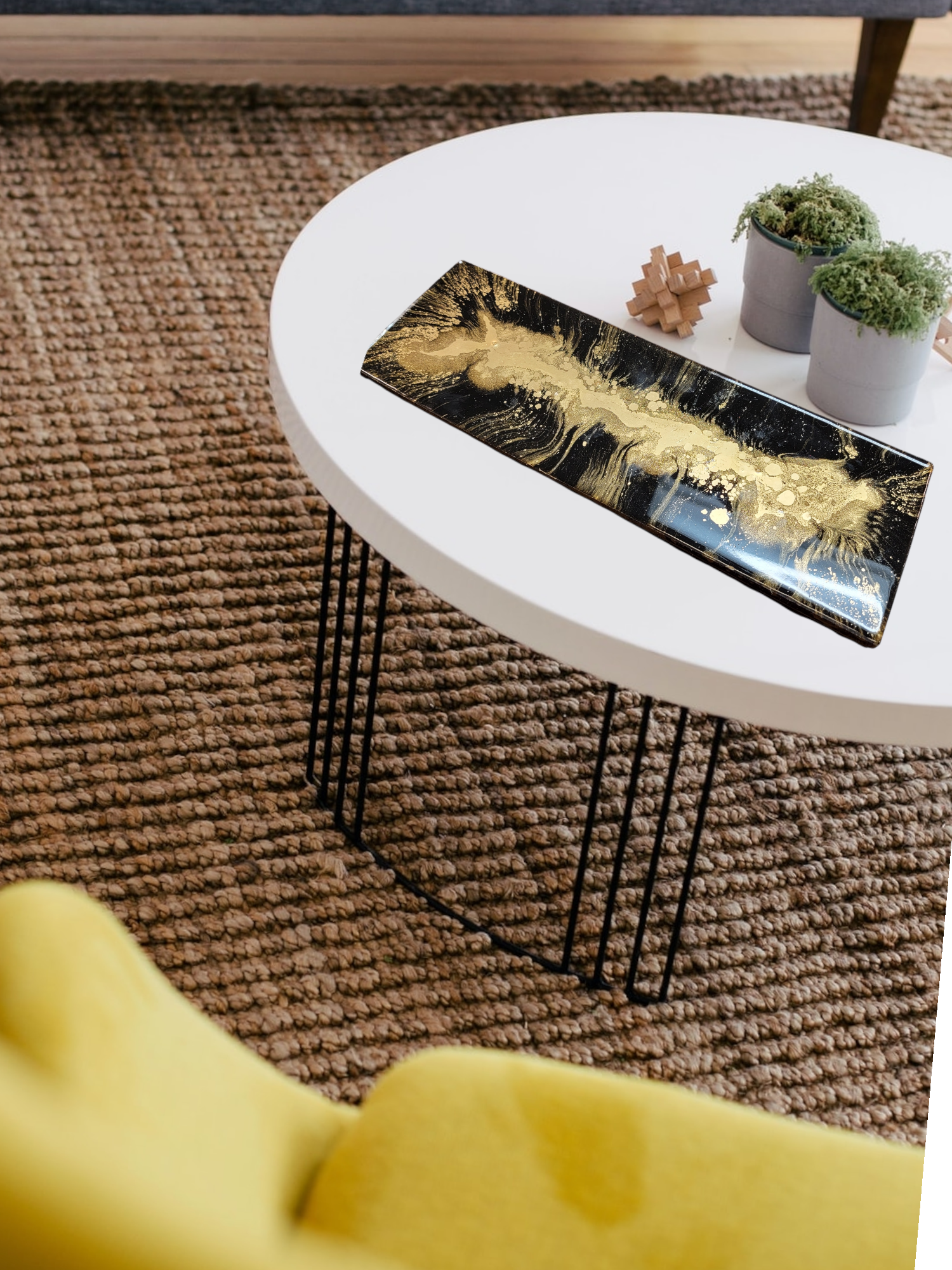 Black & Gold Handmade Decorative Tray - Charcuterie Tray