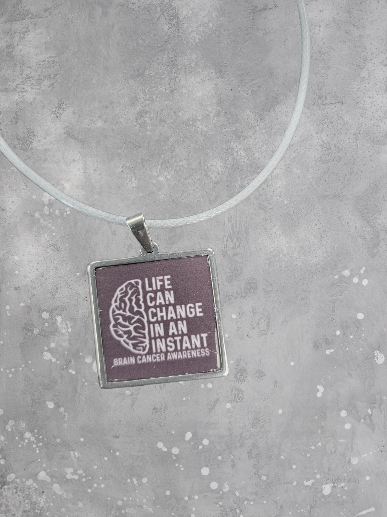 Brain Cancer Awareness Pendant Necklace - Go Gray Charity Necklace