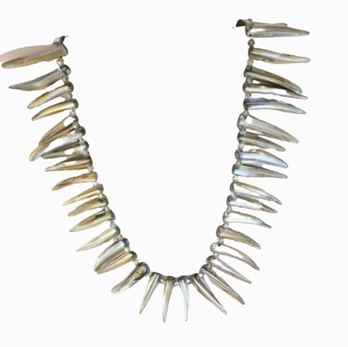 Coastal Allure Blue Gray Tusk Necklace