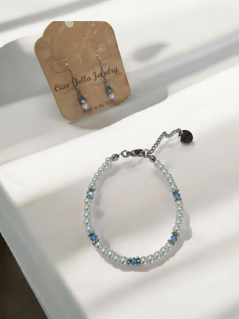 Austrian Crystal Birthstone and Pearl Set Necklace/Bracelet/Earring