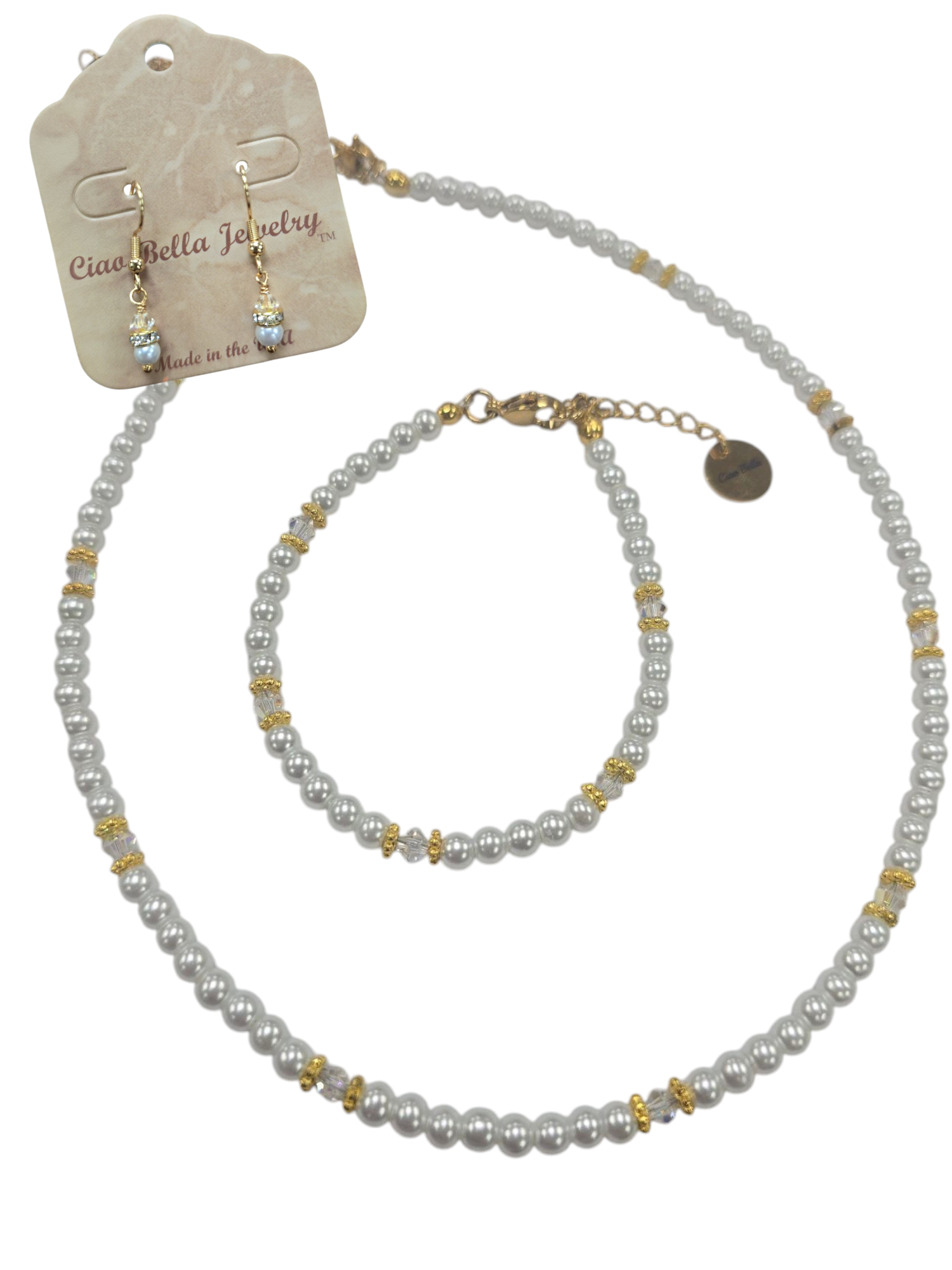 Austrian Crystal Birthstone and Pearl Set Necklace/Bracelet/Earring